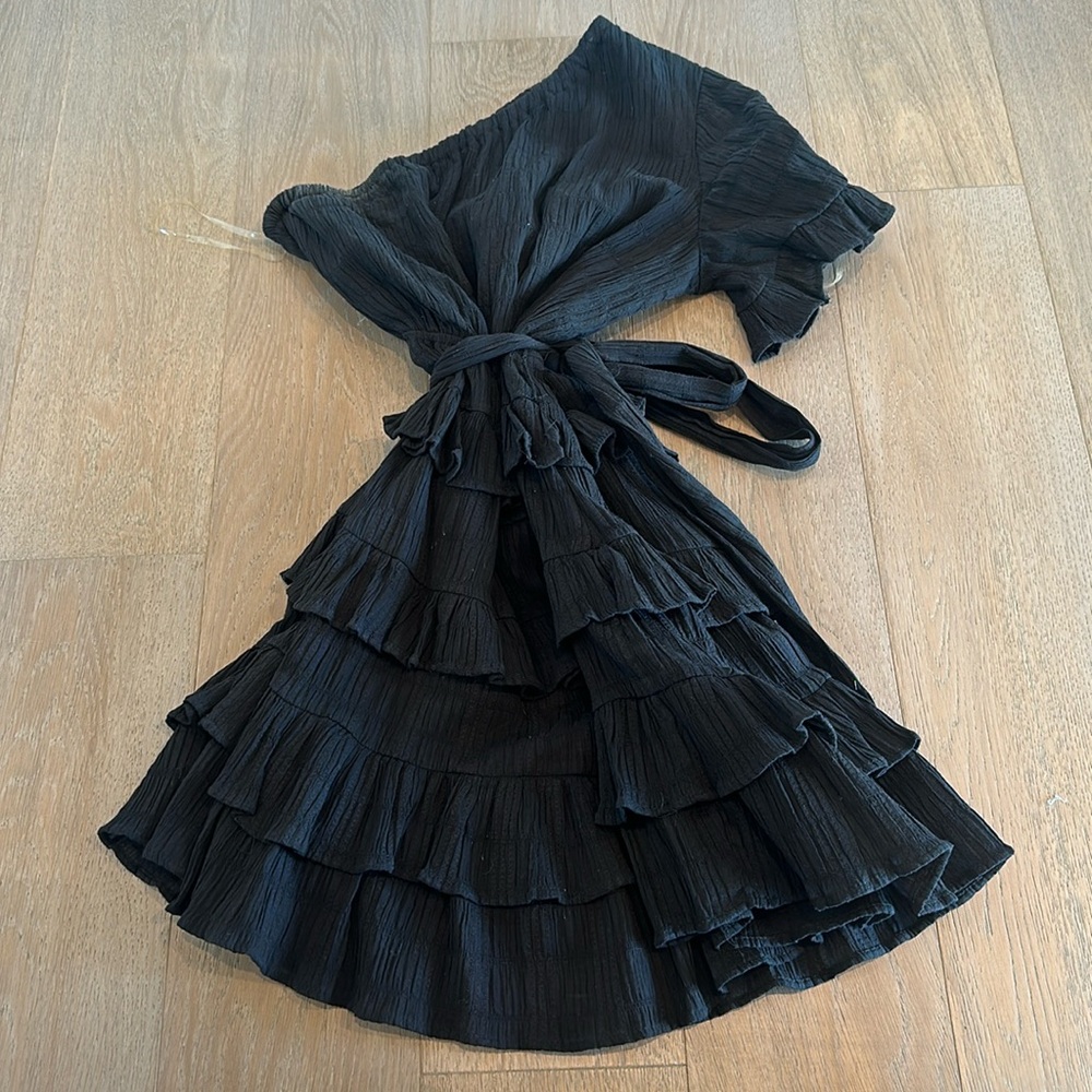 PINK DIAMOND ONE SHOULDER BLACK DRESS MEDIUM